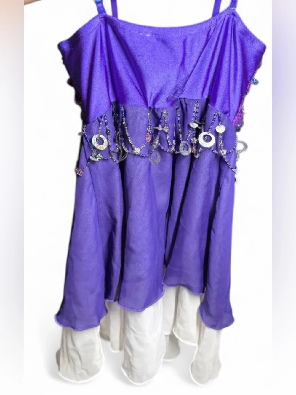 VTG Glamour Costumes Purple Fairy Dress Beaded Sequin Layered Dance Pageant Y2K